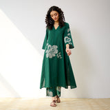 Meadow Patchwork Pakistani Cotton Kurta Set - Emerald Green