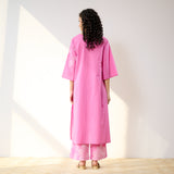 Meadow Patchwork Pakistani Cotton Kurta Set - Pink