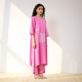 Meadow Patchwork Pakistani Cotton Kurta Set - Pink