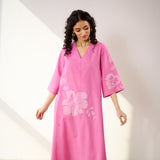 Meadow Patchwork Pakistani Cotton Kurta Set - Pink