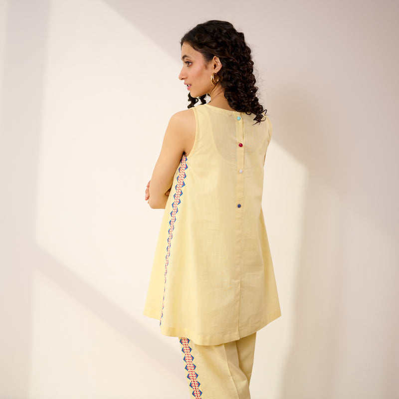 Pehar Statement Embroidered Cotton Co-ord Set - Mango Yellow