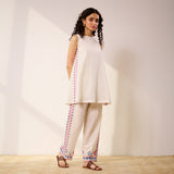 Pehar Statement Embroidered Cotton Co-ord Set - White