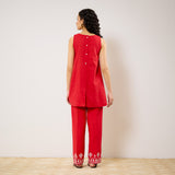 Pehar Statement Embroidered Cotton Co-ord Set - Red