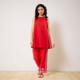 Pehar Statement Embroidered Cotton Co-ord Set - Red