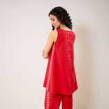 Pehar Statement Embroidered Cotton Co-ord Set - Red