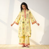 Mehfil Cotton Printed Pakistani Co-ord Set - Mango Yellow