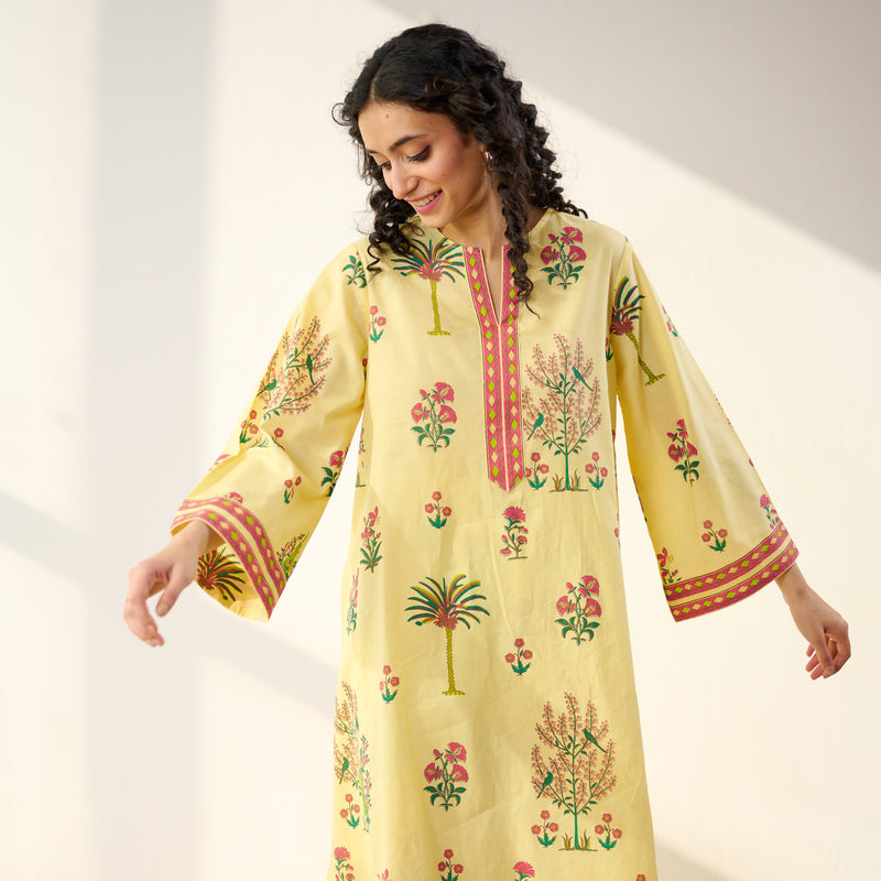 Mehfil Cotton Printed Pakistani Co-ord Set - Mango Yellow