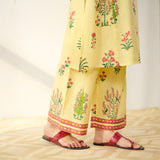 Mehfil Cotton Printed Pakistani Co-ord Set - Mango Yellow