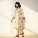 Mehfil Cotton Printed Pakistani Co-ord Set - Off White Multicoloured