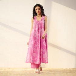 Rosewood Cotton Kurta Set - Pink