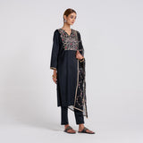 Black Embroidered Gulzaar Velvet Set with Dupatta