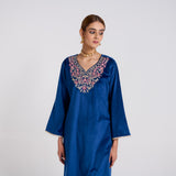 Royal Blue Embroidered Amara Velvet Kurta Pant Set