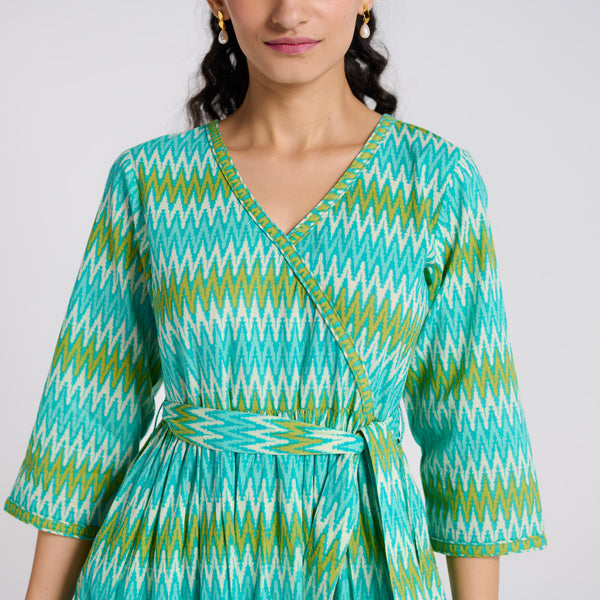 Ocean Wrap Cotton Dress