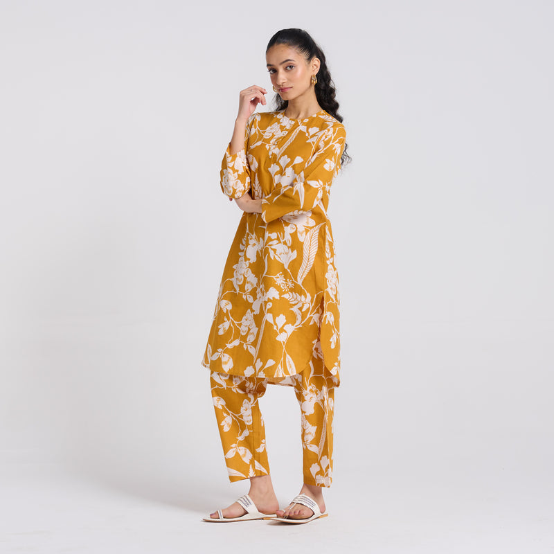 Yellow Floral Pure Cotton Co-ord Set