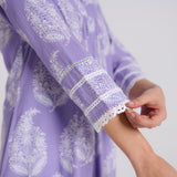 Lavender Pure Cotton Paisley Kurta Pant Set