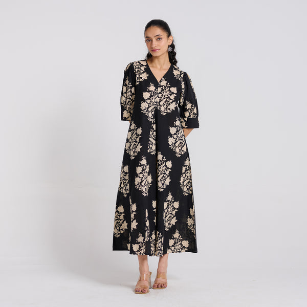 Black Midnight pure Cotton Maxi Dress