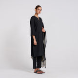 Classic Black Bagh Printed Pure Cotton Kurta Set with Dupatta