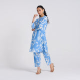 Sky Blue Floral Pure Cotton Co-ord Set