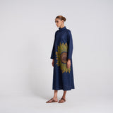 Navy Sunflower Statement Woollen Winter Dress