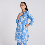 Sky Blue Floral Pure Cotton Co-ord Set