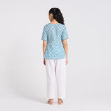 Aqua Bloom Cotton Top