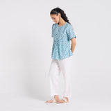 Aqua Bloom Cotton Top