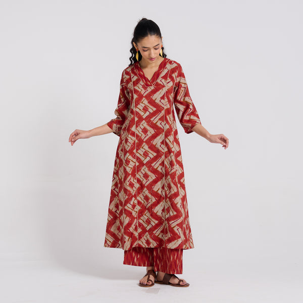 Burnt Sunset Muslin Kurta Set