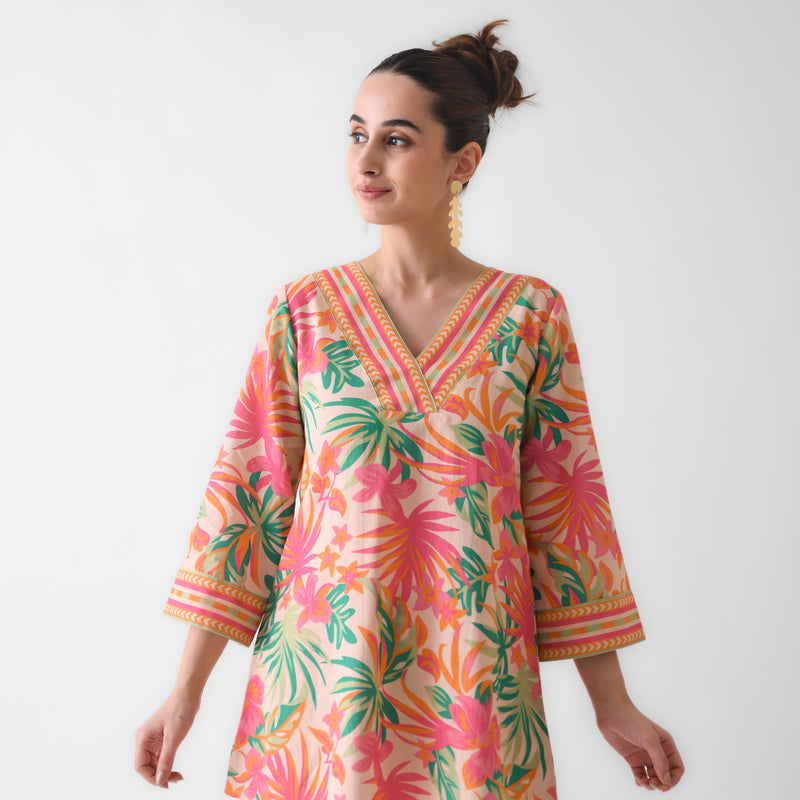 Peach Tropical Cotton Co-ord Set