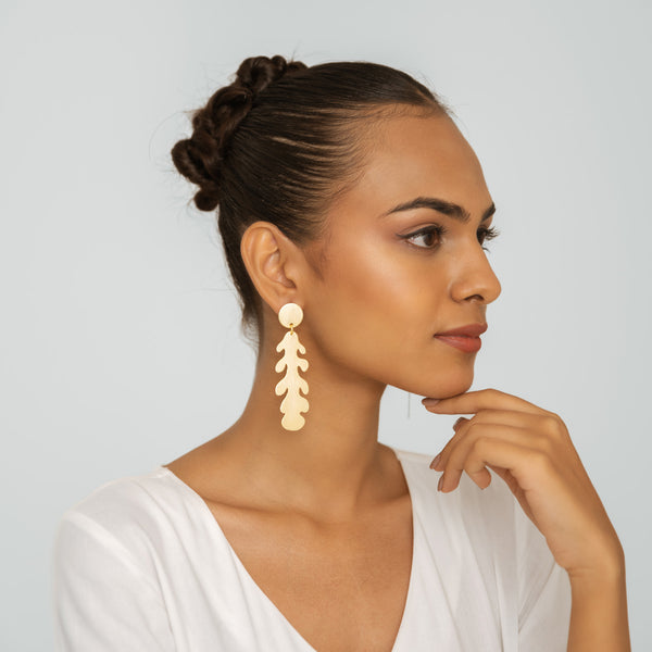 Seaweed Shaped Earrings - Gold