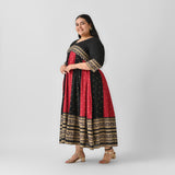 Black & Maroon Long Kalidaar Dress with Border Details - SOM