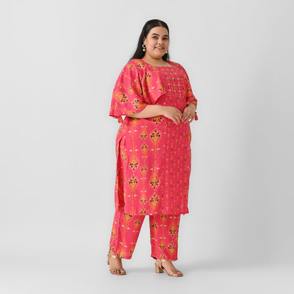 Pink Co-ord Set with Embroidery Details - SOM