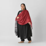 Black Flared Kurta Palazzo Set with Maroon Polka & Black Buta Dupatta - SOM