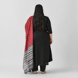 Black Flared Kurta Palazzo Set with Maroon Polka & Black Buta Dupatta - SOM