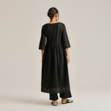 Black Linen Cotton Jamdani Inspired Kurta Set