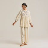 Off White Linen Cotton Jamdani Printed Tunic