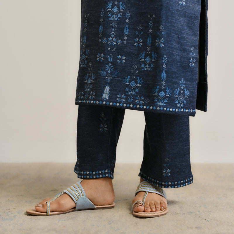 Blue Contemporary Woollen Kurta