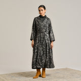 Black Woollen Statement Trench Coat with Belt Detail