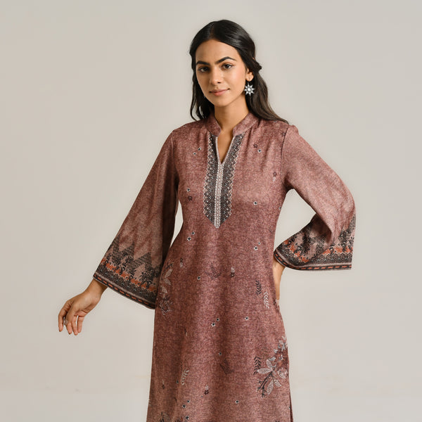 Brown Contemporary Woollen Kurta