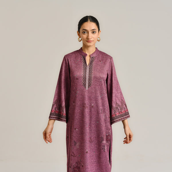 Burgundy Contemporary Woollen Kurta