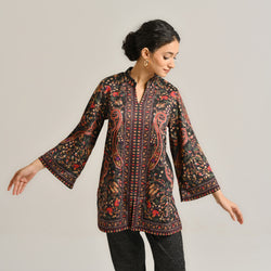 Black Kashmiri Inspired Contemporary Woollen Kurta