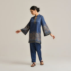 Blue Kashmiri Inspired Contemporary Woollen Co-ord Set