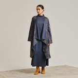 Blue Woollen Winter Dress with Shrug