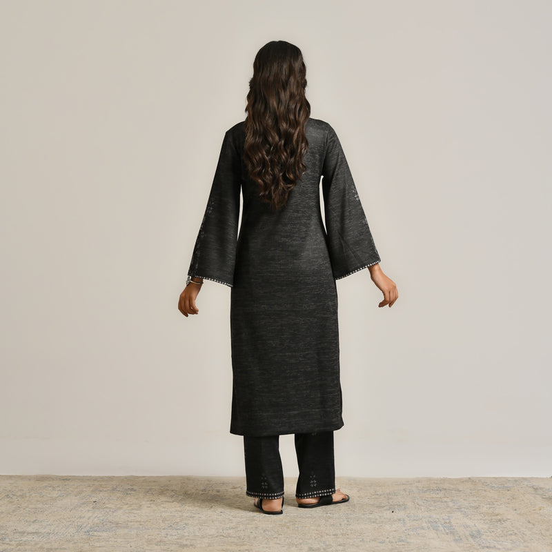 Black Contemporary Woollen Kurta