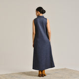 Blue Woollen Winter Dress with Shrug