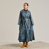 Blue Woollen Statement Trench Coat with Belt Detail