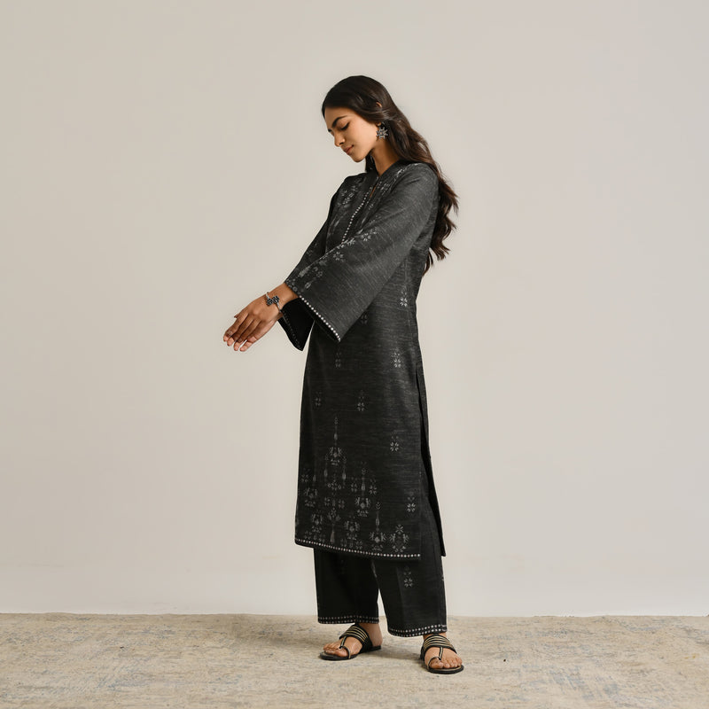 Black Contemporary Woollen Kurta