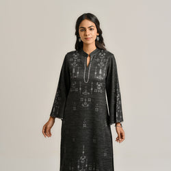 Black Contemporary Woollen Kurta