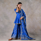 Blue Gota Sharara Kurta Set with Gota Dupatta